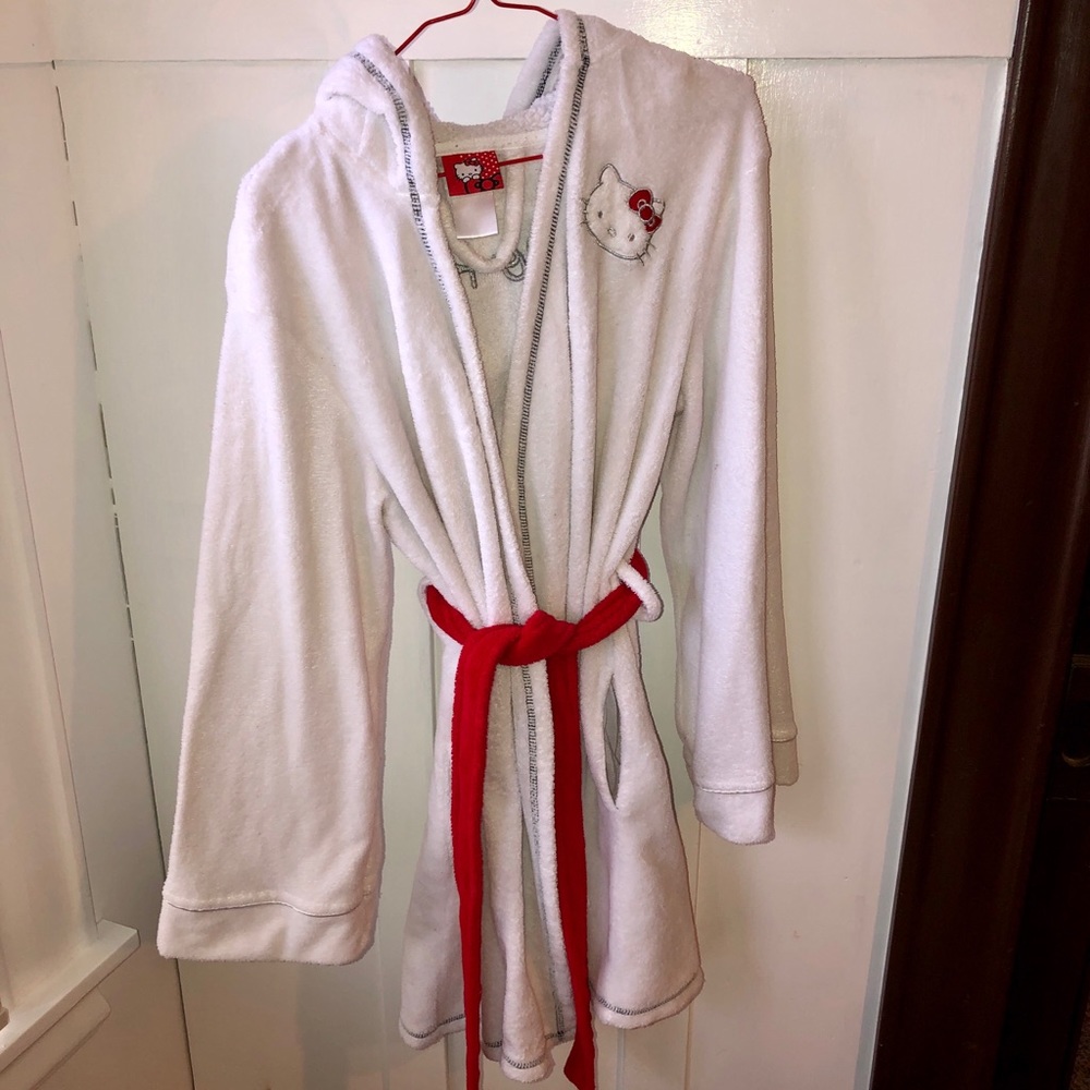 Hello kitty fleece robe with hood with ears